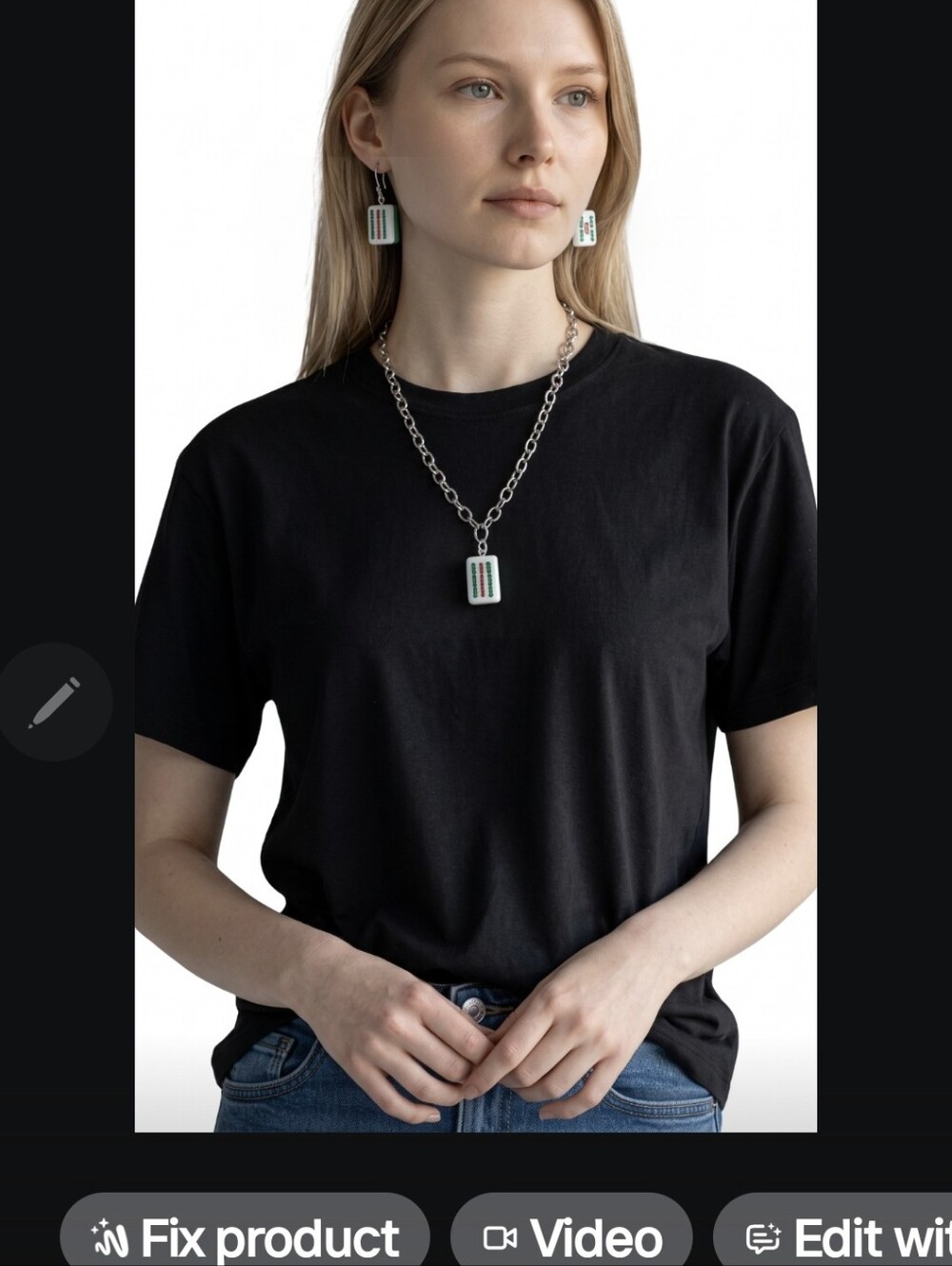 JEWELRY SET MAHJONG LOVERS NEW BAM TILE NECKLACE  EARRINGS TO MATCH